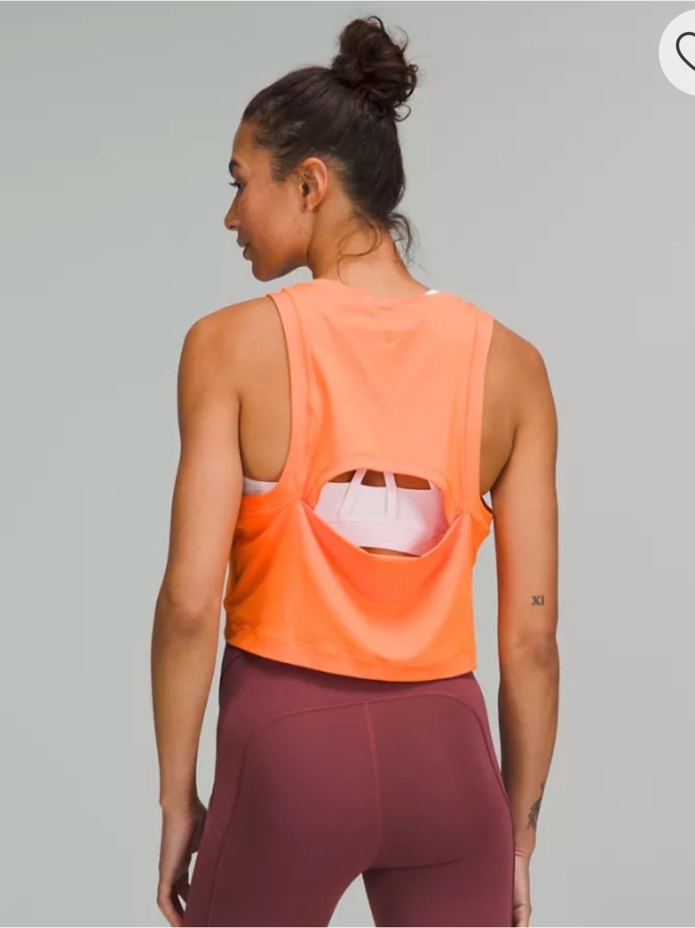 Lululemon Open Back Cropped Training Tank Top in Orange Soda